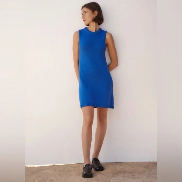 NWT Zara Blue Sleeveless Mini Dress - Picture 1 of 4